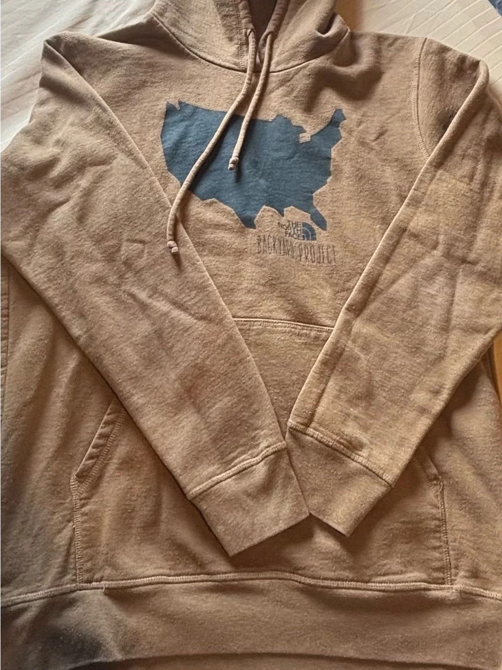The North Face Backyard Project Hoodie with Blue USA Map Graphic
